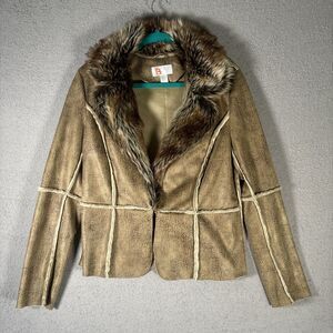 Bernardo Collection Faux Fur Trimmed Women’s Jacket Size Large Fur Lined 70s